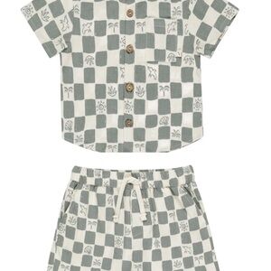 Rylee + Cru coastal check Perry short shirt - summer set